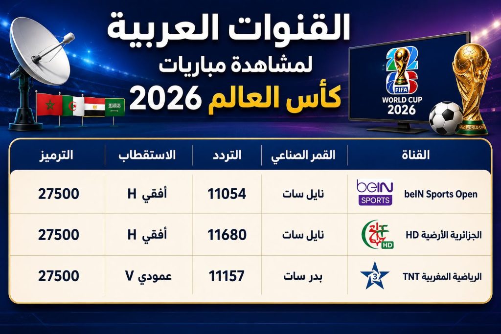 قنوات كأس العالم 2026 العربية